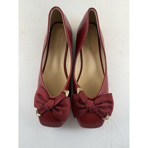 C.Paravano Flats Shoes for Women Red Ballet Flats Square Toe Red Sz 8.5